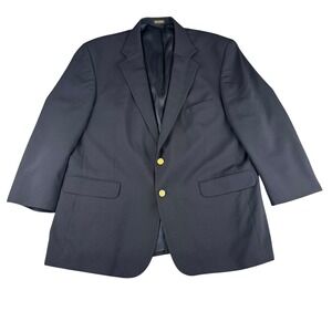 Tailors Row Deansgate Mens 46R Navy Blue 100% Worsted Wool Blazer Gold Buttons